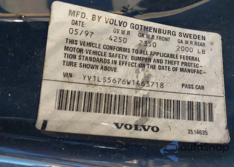 1998 Volvo S70 Glt from USA, damaged, VIN YV1LS5676W1463718